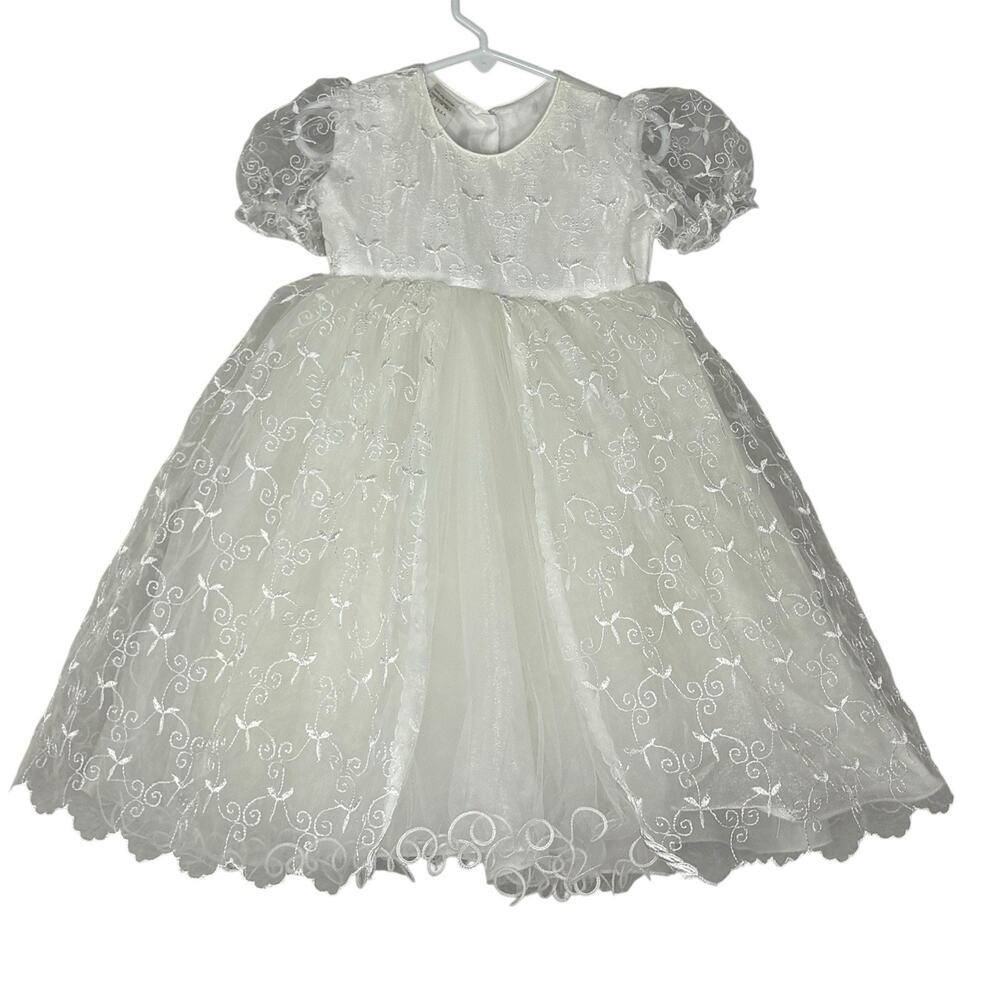 Vintage Girls Formal Dress Christening Baptism Gown Size 2 Made In USA